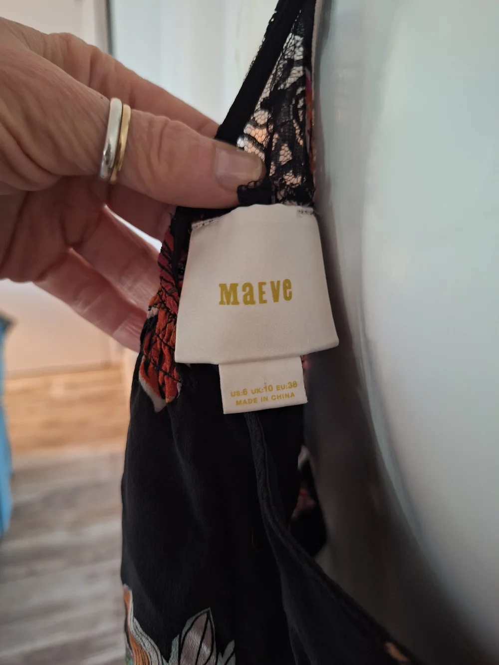 EUC Maeve Black Floral Halter Tank Top Camisole with Multicolor Blooms - Picture 4 of 6